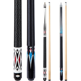 Більярдний кий Sinsilvie 58 дюймів (19/20 oz) з наконечником 13 мм, чорний/білий, для чоловіків та жінок