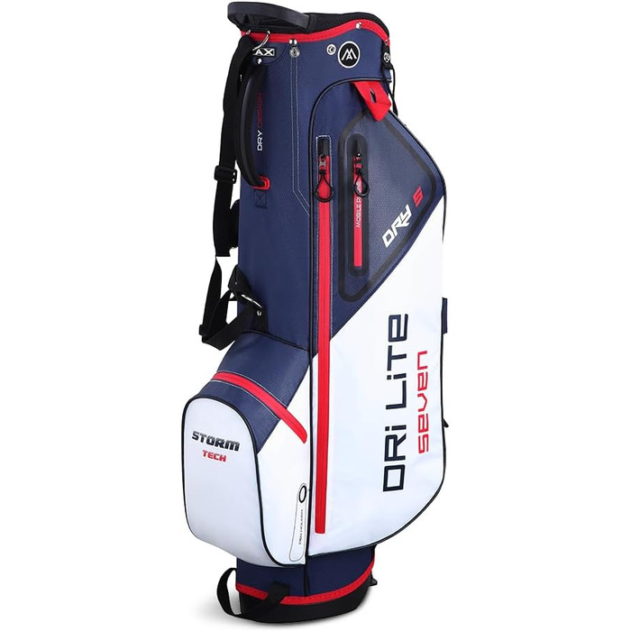 Сумка для гольфу Big Max Dri Lite Seven 2024 - водонепроникна, трикамерна (білий-темно-синій-червоний)