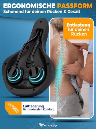 Велосипедне сідло MIVELO Comfort PRO з Memory Foam - дихаюче, для жінок та чоловіків, зручне та ергономічне. Ідеальне для комфортної їзди та трекінгу