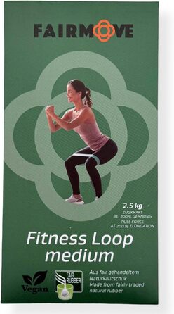 Еластичні стрічки FAIR Move для фітнесу та йоги (натуральний латекс, зелені, середній рівень опору 2.5 кг)