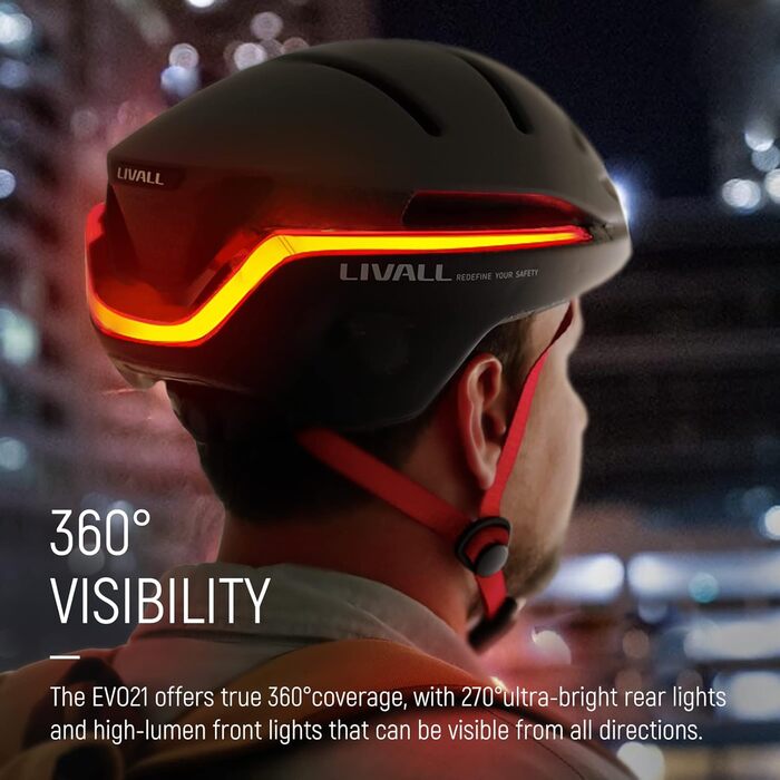 Розумний велосипедний шолом LIVALL EVO21 з підсвіткою, індикаторами повороту, гальмівною сигналізацією та функцією виявлення падіння, для чоловіків і жінок, міський шолом для велосипедистів