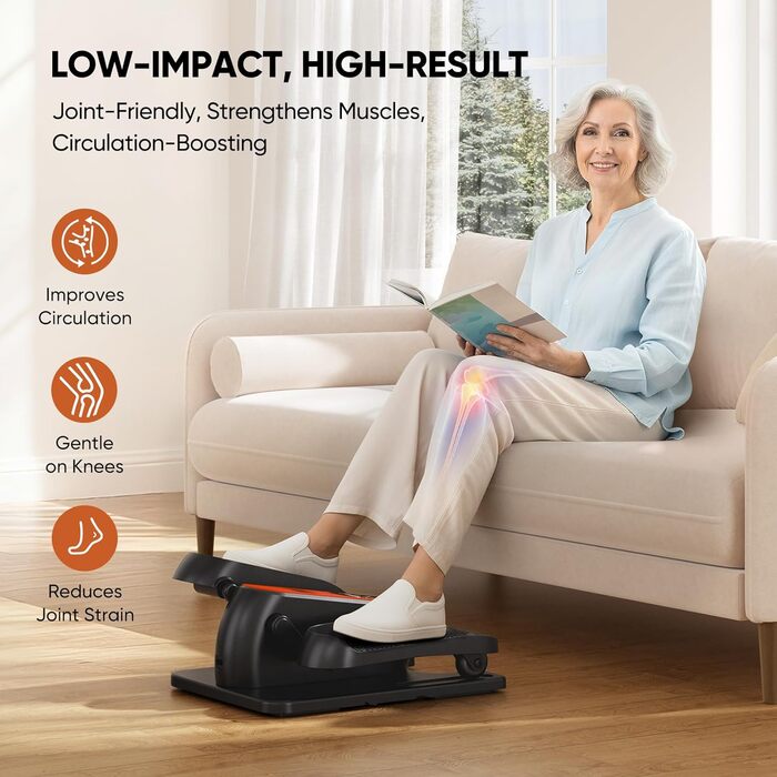 Електричний міні кросс-тренажер Dripex для дому з пультом, 12 швидкостей та 6 програмами (Orange)