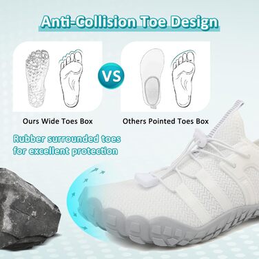 Зітоп Водні черевики для жінок та чоловіків, шкарпетки для плавання, швидковисихаючі пляжні черевики, легкі фітнес-черевики, м'які серфінг-черевики, басейнові черевики для дайвінгу, серфінгу, хайкінгу, йоги (36-46 EU), 38 EU, білий, сірий