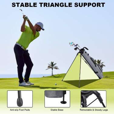 Гольф сумка MAZEL з роздільником на 2 сторони, 2 кишені, регульовані плечові ремені, високоякісний 900D нейлон, легкий матеріал, сіра гольф сумка-олівець для чоловіків та жінок