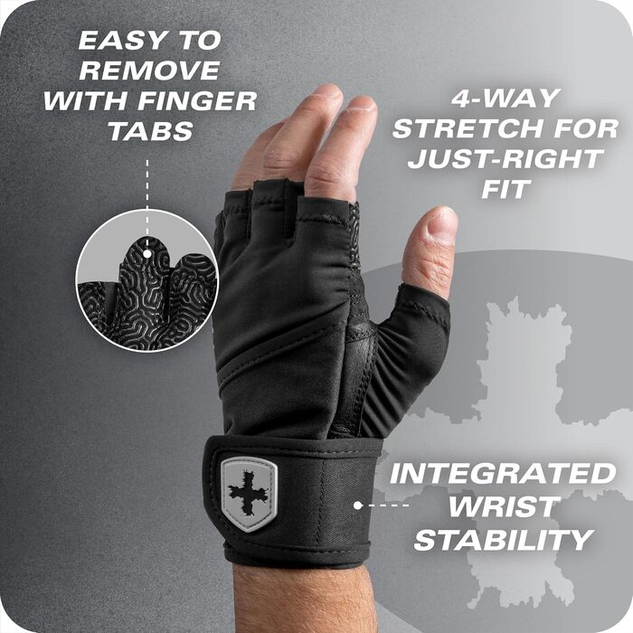 Harbinger Pro Wristwrap Gloves 3.0 - вантажні рукавички для чоловіків, чорного кольору
