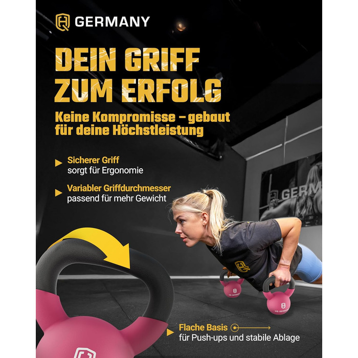 Гантель-гиря з неопрену HQ Germany® | Чавунний литник | 2-32 кг | Стартові набори | Точність ваги ±2,0%