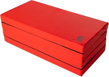 Складаний гімнастичний мат Jeflex 200x100x8 см, німецький, для фітнесу, йоги, дитячої кімнати, червоний/чорний