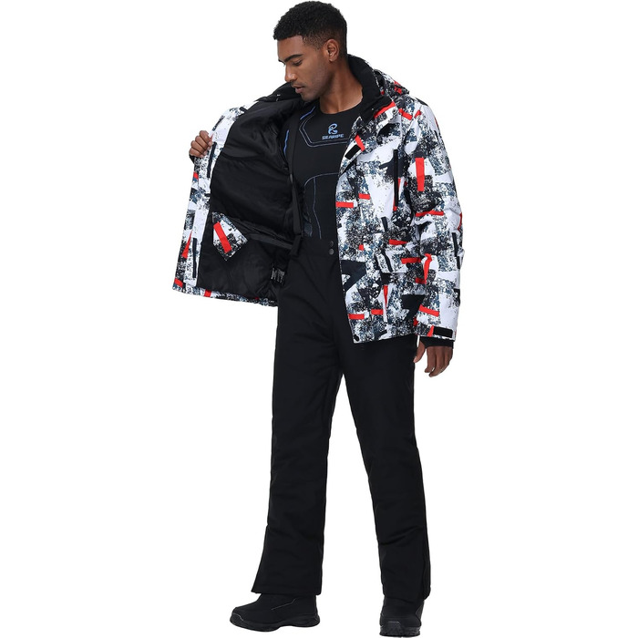 Костюм чоловічий гірськолижний HOTIAN, комплект куртка та штани, теплий зимовий костюм для сноубордингу, катання на лижах, походів, альпінізму, XL, червоно-біло-чорний