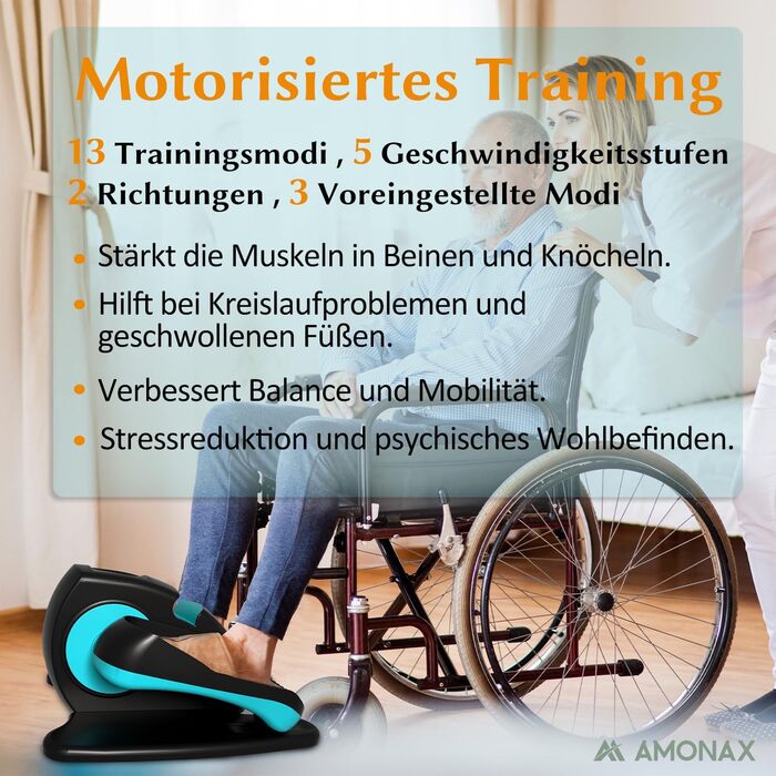 Електричний еліптичний тренажер Amonax, міні крос-тренажер для дому, сидячий велотренажер для людей похилого віку, кардіо тренажер під стіл, сидячий велотренажер з масажем ніг, універсальний розмір