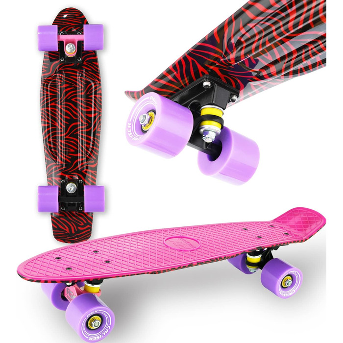 Скейтборд WeLLIFE Mini Cruiser RGX 56 см рожевий, PU 78A, ABEC-7RS, для підлітків і дорослих