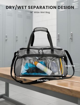 Спортивна сумка SKYSPER 35L з відділенням для взуття та мокрих речей - для фітнесу, спорту, подорожей (сіра)