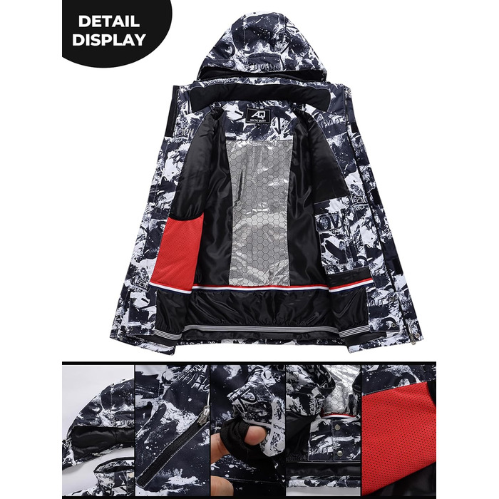 Сніговий костюм чоловічий HOUZONIY, теплий, вітронепроникний, 2-частинний, розмір L, чорний