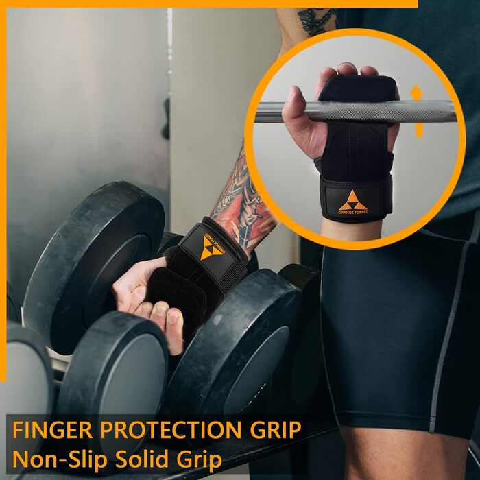 Набори для підняття важкої атлетики на зап'ястя з подвійним шаром шкіри та неопрену, з м'якими ручками для важкої атлетики, пауерліфтингу та підтягувань, для чоловіків та жінок (пара), чорний