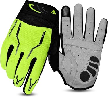 Велосипедні рукавички WESTWOOD FOX WFX для гірського велосипеда (MTB) з повним пальцем, сенсорний екран, антиковзаючі, з підкладкою, для жінок та чоловіків (XL, неоновий зелений)