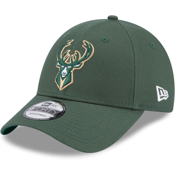 Кепка New Era Milwaukee Bucks NBA з нашивкою збоку, зелена, 9Forty, регульована, темно-зелений