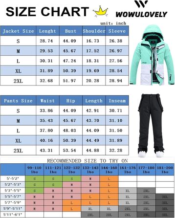 WOWULOVELY Жіночий зимовий костюм для катання на лижах, водонепроникний, вітронепроникний, комплект куртки та штанів, ізольований сніговий костюм, для сноубордингу, білий (XL, White-f)