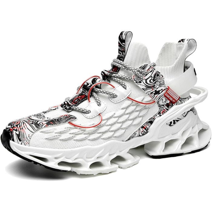 Чоловічі бігові кросівки для вулиці: легкі, зручні, дихаючі, з антиковзкою підошвою. Ідеальні для спорту, фітнесу, джогінгу та активного відпочинку. Розмір 41.5 EU, колір білий.