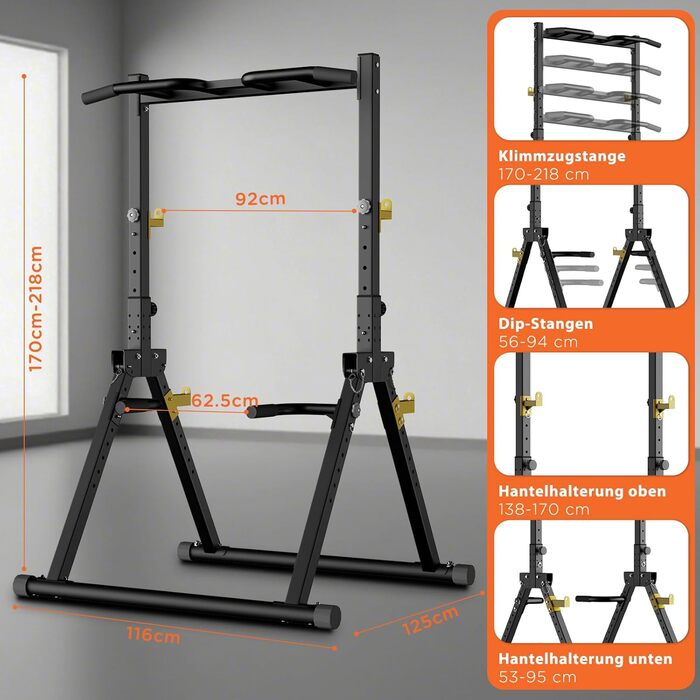 Power Tower DH FitLife: турнік, бруси для віджимань, станція для тренувань | Фітнес-станція для дому | Регульована спинка