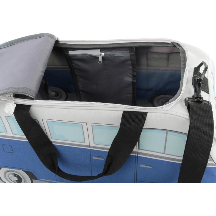 Сумка BRISA VW Retro-Sport у формі автобуса Volkswagen T1 Bulli, синьо-бежева, мала (50x25x26 см), через плече, для фітнесу