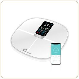 Ваги-аналізатор LITTLE BALANCE 8464 Cardio Connect 4 Classic, скло, білий, з вимірюванням імпедансу, підключення до смартфону