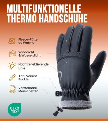 Рукавички PULIOU для чоловіків та жінок, зимові термо-рукавички для велосипеда, тепла зимова модель, вітронепроникні, з підтримкою сенсорного екрану, спортивні рукавички для бігу, їзди на велосипеді, альпінізму, чорного кольору