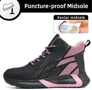 Легкі захисні черевики для чоловіків та жінок. Робочі черевики з металевим носком. Дихаючі, неслизькі, з металевим носком. Розміри 35-48 EU (37 EU, фіолетовий)