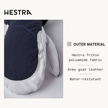 Лижні рукавички HESTRA Henrik Pro Model, шкіра, короткі, колір хакі/білий, розмір 10, сині, преміум-якість
