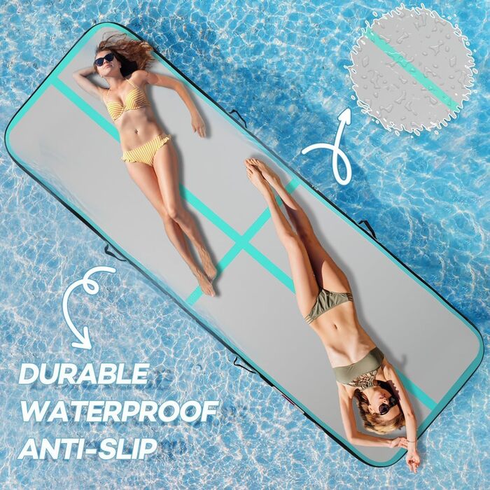 Гімнастична килимок для тренувань 500x200x20 см, надувний, чорно-зелений