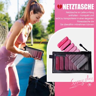 Важільки для ніг та рук BECOJADDE 0.45/0.9 кг (набір 2 шт.) для фітнесу, кардіо, силових тренувань (рожевий градієнт, 1.8 кг пара)