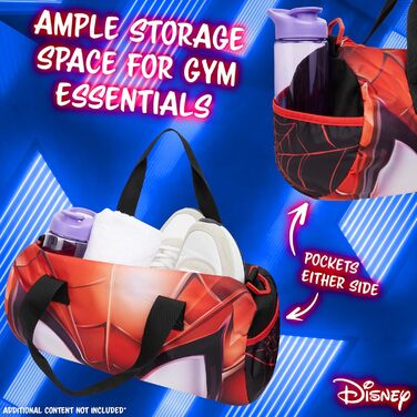 Дитяча спортивна сумка Disney Spiderman 40x20x20 см, чорна/червона, з двома боковими кишенями та регульованим ременем, для фітнесу та спорту