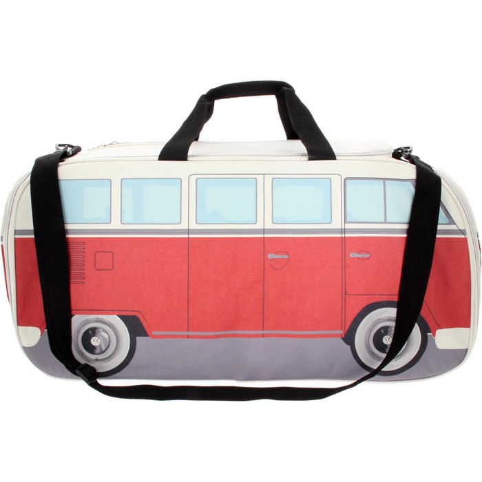 Сумка BRISA Volkswagen T1 Bulli, ретро-спортивна, через плече, велика, червоно-бежева, 60x30x30 см