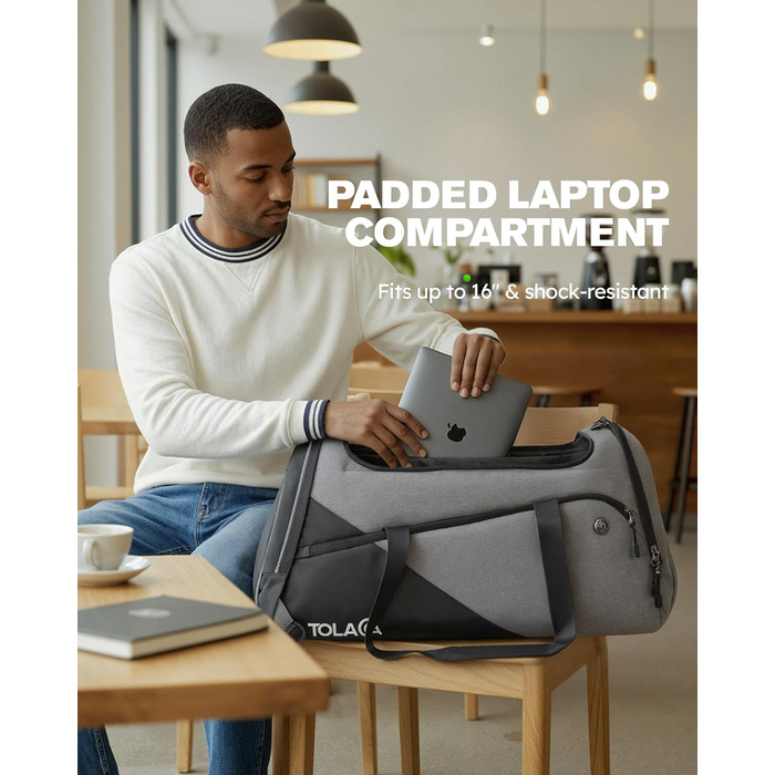 Спортивна сумка Tolaccea: велика містка сумка-рюкзак з відділенням для взуття та мокрих речей. Ідеальна для тренувань, подорожей, басейну, сауни, футболу (для чоловіків та жінок)