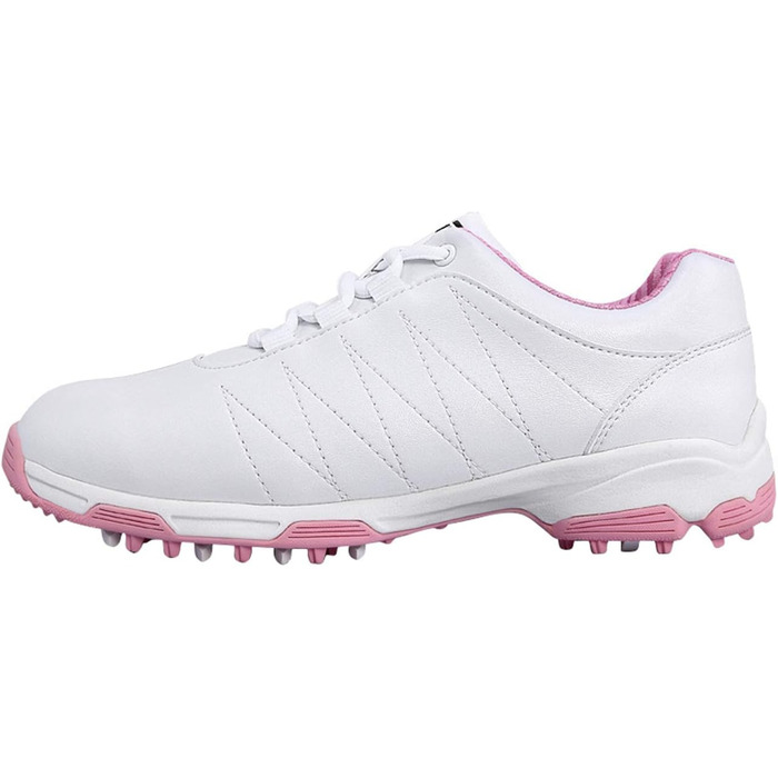 Жіночі гольф-туфлі PGM з шипами, водонепроникні, білі з рожевою вставкою (35 EU)
