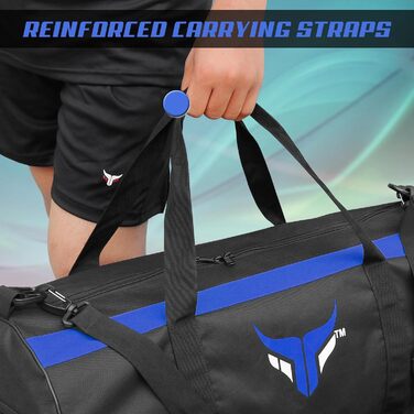 Mytra Fusion спортивна сумка для тренувань з регульованим плечовим ременем, для чоловіків і жінок, дорожня, спортивна, чорна/синя