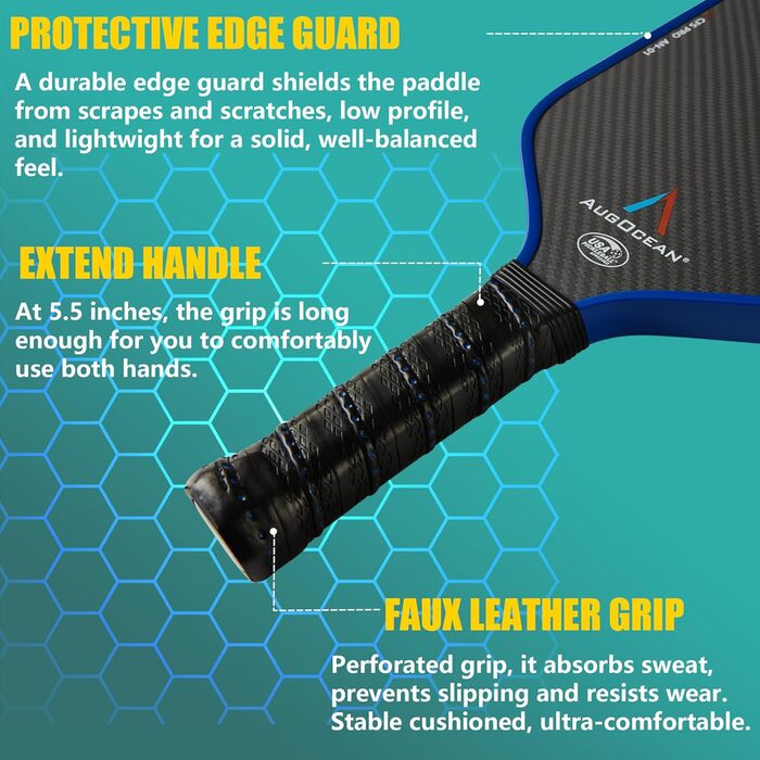 Набір ракет для піклболу Pro, 2 шт. з вуглецевого волокна 3K, USAPA, рожевий та блакитний