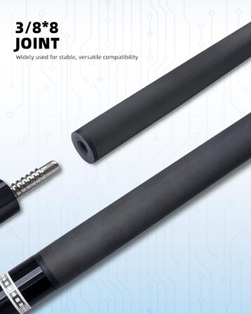 Карбоновий шафт для більярдного кия KONLLEN BlackShaft Radial 11.5 мм, Low Deflection, Pro-Taper, поміранчева накладка, з'єднання 3/8×8 або Uni-Loc, 74 см