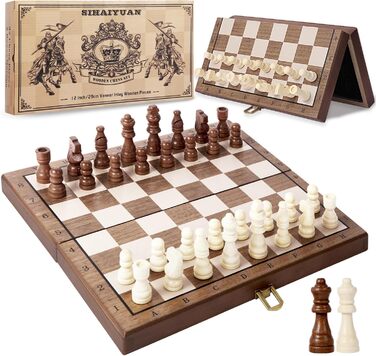 Шахи та шашки магнітним набором Sihaiyuan, дерев'яне складне шахове поле, для дорослих та дітей, 39x39 см