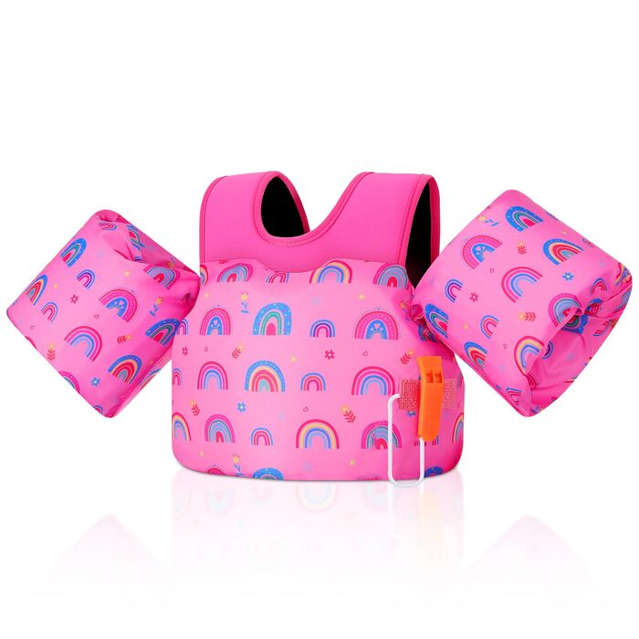 Надувні рукавики для плавання MoKo для дітей, рожево-райдужні, з ремінцем, для хлопчиків та дівчаток, 9-23 кг