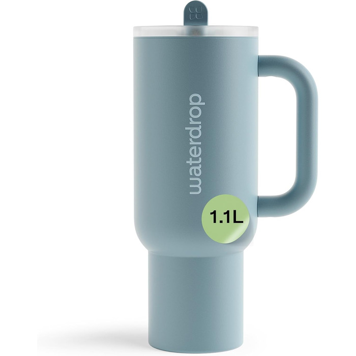 Термос-пляшка waterdrop® з трубочкою 1,1 л, нержавіюча сталь, ізольована, герметична, з відкидною кришкою, зберігає холод до 12 годин