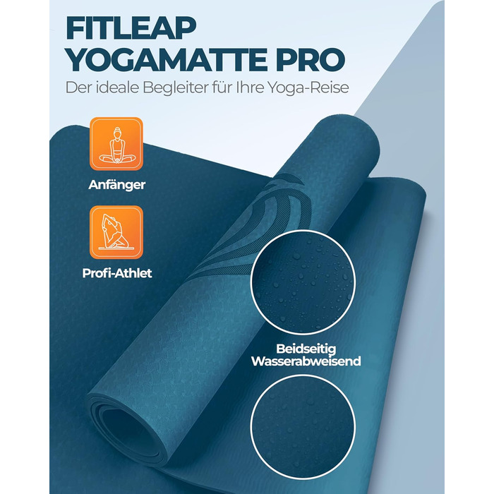 Йога-мат Fitleap Pro з екологічного TPE, нековзкий, гіпоалергенний, без шкідливих речовин, для фітнесу, пілатесу та гімнастики