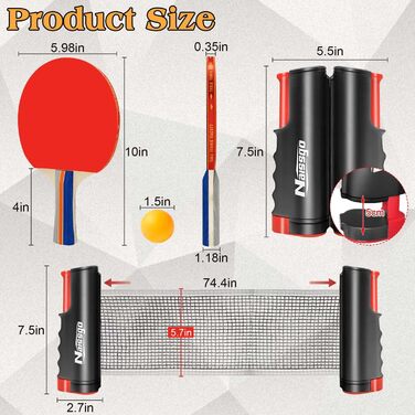 Набір для настільного тенісу Profi: 2 ракетки, сітка, 8 м'ячів, сумка. Підходить для гри в приміщенні та на вулиці. Чорний колір