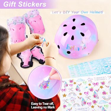 Дитячий шолом Unicorn Castle для дівчаток 3-8 років, комплект наколінників, рожевий