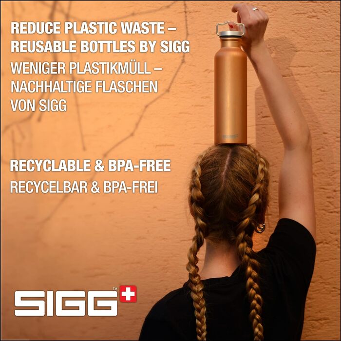 SIGG Алюмінієва пляшка для напоїв 0,75 л, оригінал, сертифікована кліматично нейтральна, підходить для газованих напоїв, не протікає, легка, BPA-free, мідна