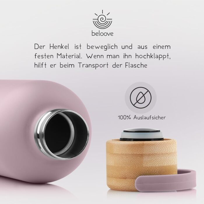 Термос пляшка beloove™ з нержавіючої сталі 500 мл, BPA-free, подвійні стінки, не протікає, для води і газованих напоїв, стійке до подряпин покриття, лілова