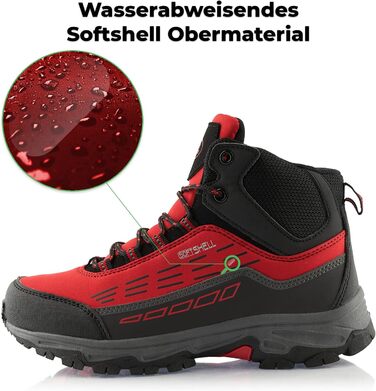 Черевики для піших прогулянок для жінок та чоловіків, водонепроникні зимові черевики (36 EU, червоний, чорний)