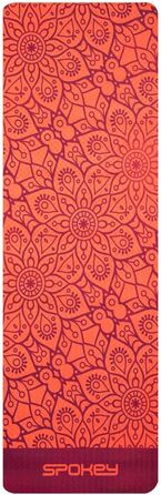 Йога мат SpoKey Mandala, 183x61x0.4 см, червоний, екологічний TPE, для йоги, пілатесу, фітнесу, гімнастики