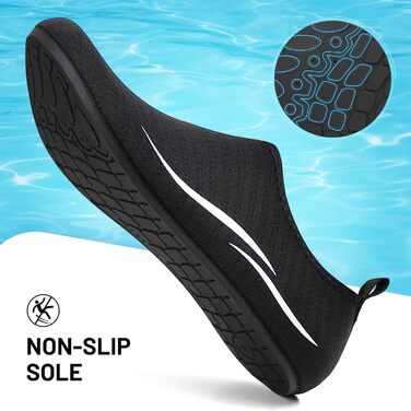 Чоботи для плавання унісекс: легкі, швидковисихаючі, для пляжу, басейну, серфінгу, йоги (44 EU, 2a Чорний)