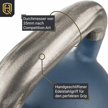 Професійна гиря HQ Germany 12 кг, неіржавна сталь, з неслизьким покриттям, ±200 г, зручна ручка