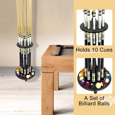 Тримач для більярду на 10 кийків, підлоговий, червоний (чорний)