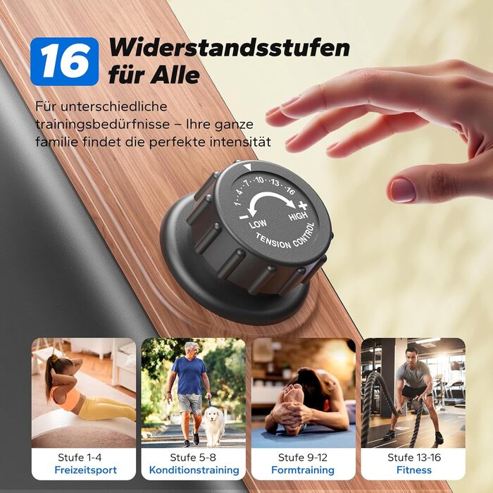 Гребний тренажер MERACH R15B2 для дому, складаний, з магнітним гальмом, тихий, з додатком, подовжені рейки, ручне регулювання